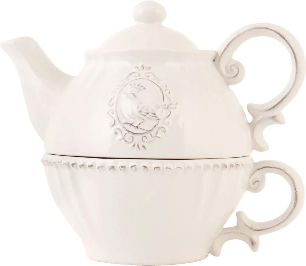Set de ceai romantic alb-ivoire Jane Austen