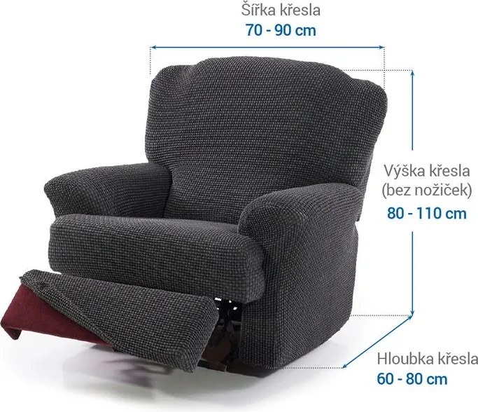 Nueva Textura Huse care se întind foarte bine NIAGARA antracit fotoliu de relaxare (l. 70 - 90 cm)