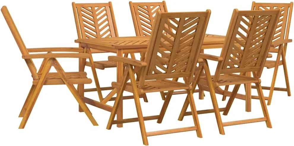 vidaXL Set de masă pentru grădină 7 pcs Maro Lemn Solid de Acacia