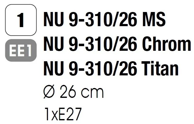 Plafoniera diametru 26cm, Rima chrome NU 9-310/26 chrom OR