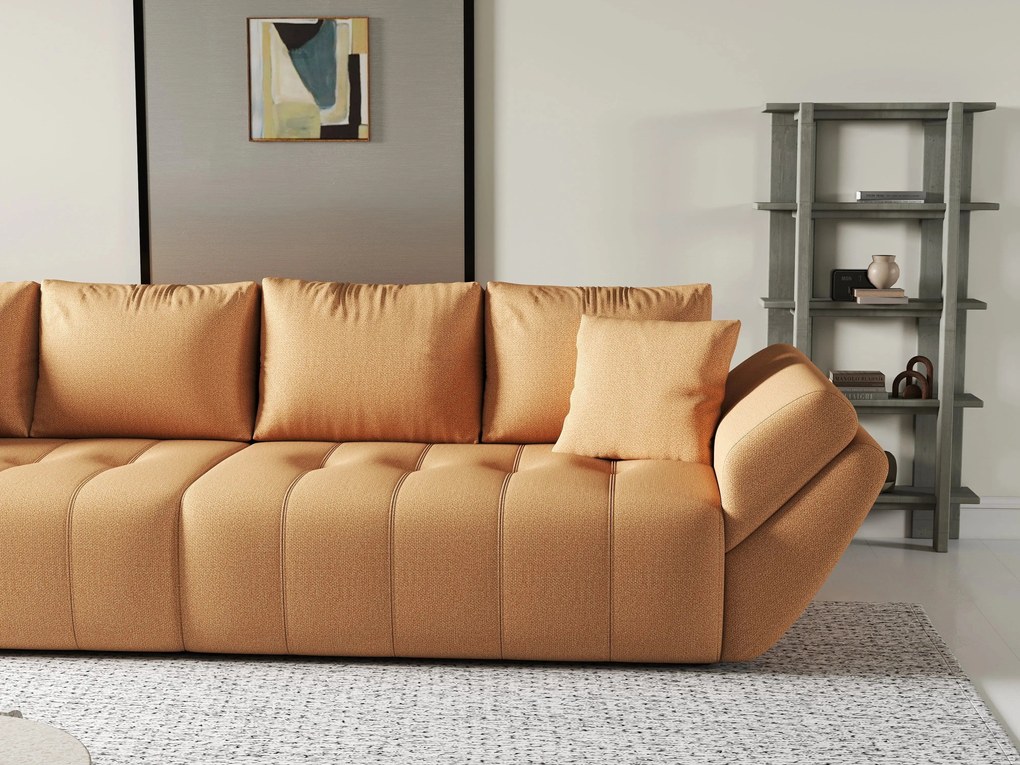 Canapea extensibilă dumonde cu ladă de depozitare si sezut confortabil din spuma high-density, Berlin Enjoy Mango 300x100 cm