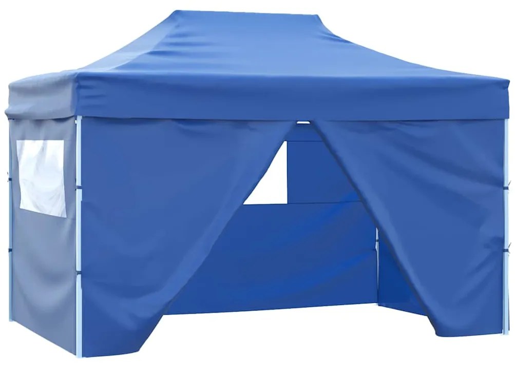 vidaXL Cort de petrecere pliabil cu 4 pereți, albastru, 3 x 4 m, oțel