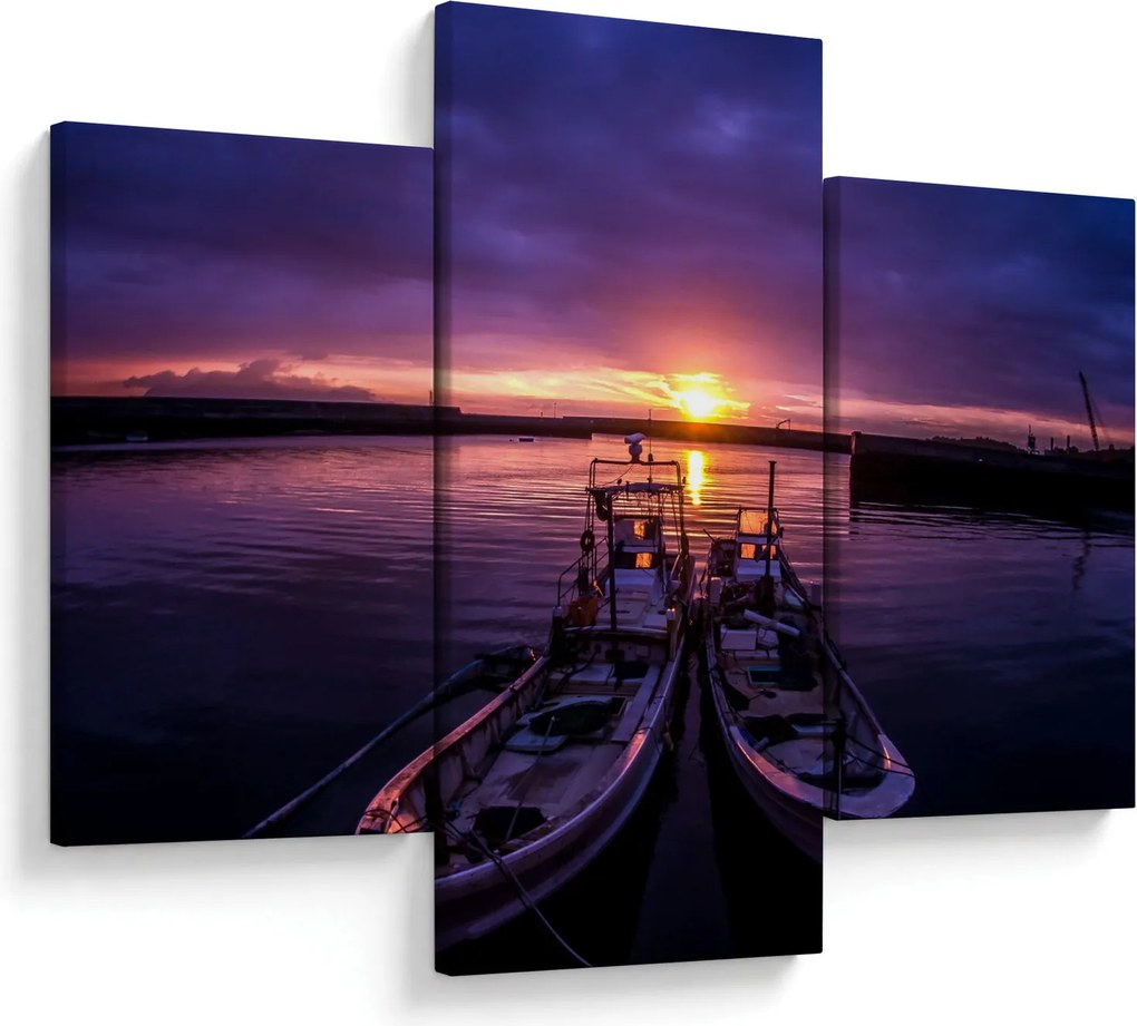 Tablou cu barci pescărești în port (90x60 cm)