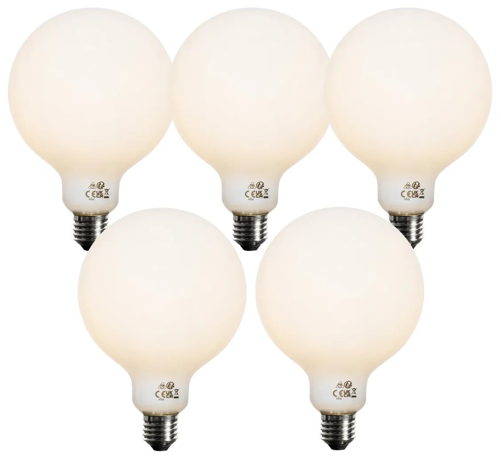 Set de 5 becuri LED E27 dimabile Opal G125 5W 450 lm 3000K