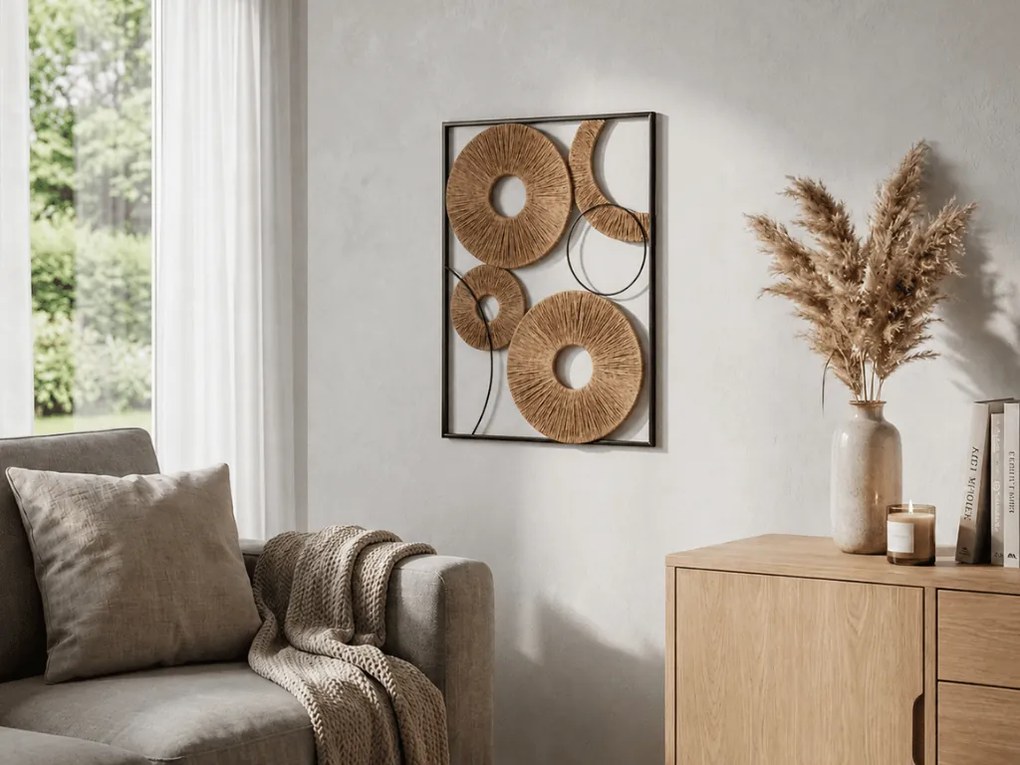Decoratiune de perete CIRCLES din metal 48x68 cm, maro