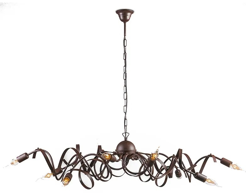 Candelabru rustic maro cu 10 lumini - Ricciolo