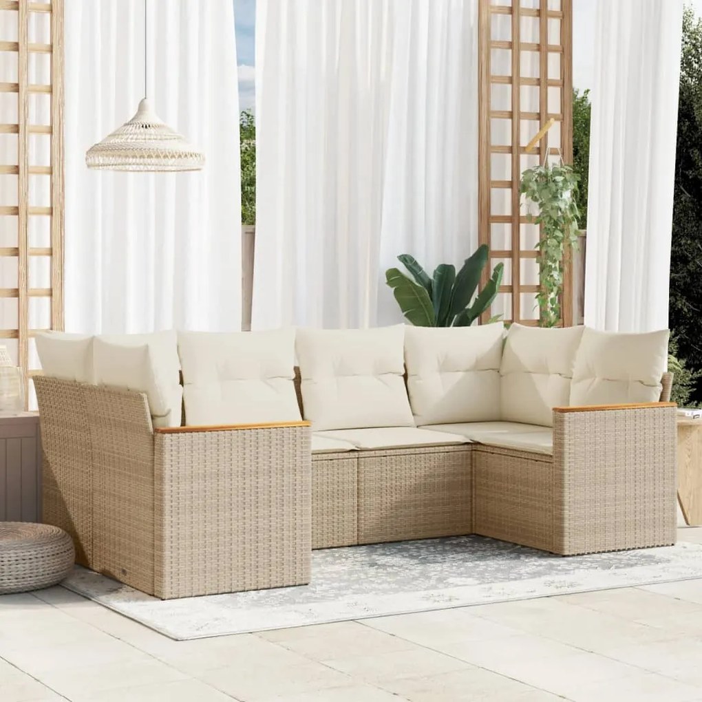 vidaXL Set canapele de grădină cu perne, 6 piese, bej, poliratan