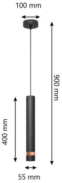 Lustră LED pe cablu TUBA 1xGU10/4,8W/230V neagră/cupru