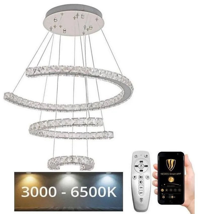 Lustră LED dimabilă pe cablu LED/100W/230V 3000-6500K argintiu + telecomandă