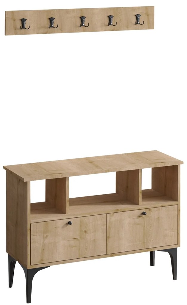 Set mobilier pentru hol Dana (Nuc + Negru). 1073485