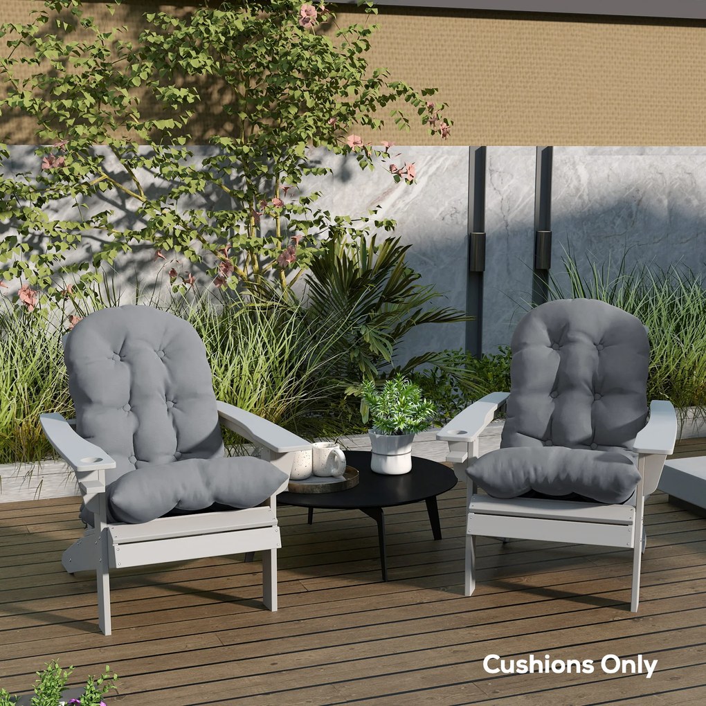 Outsunny Set de 2 perne pentru scaun Adirondack cu prinderi sigure, design capitonat moale și gros, gri | Aosom Romania