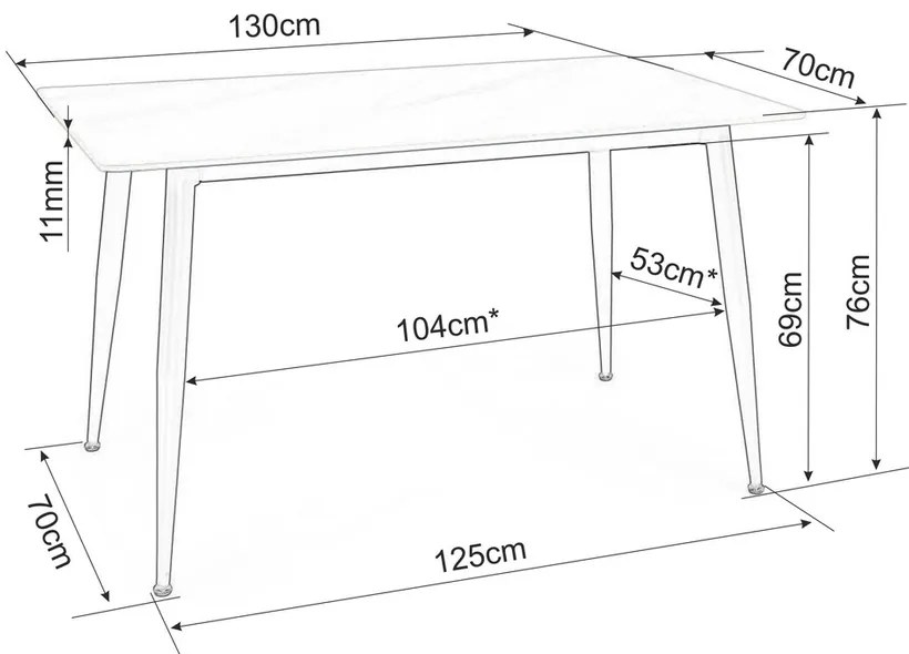 Masa de bucaterie Rion 130 x 70 cm, marmura/negru