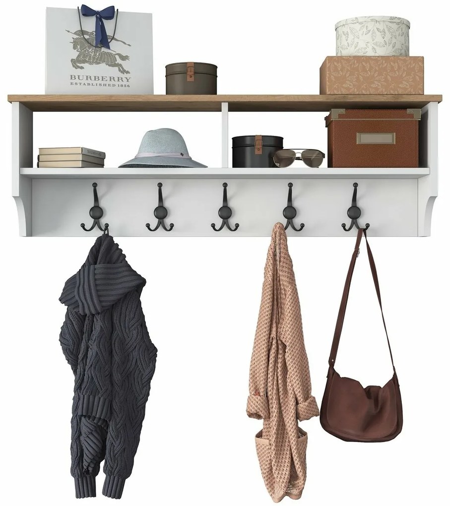 Cuier de perete Polo White and Walnut