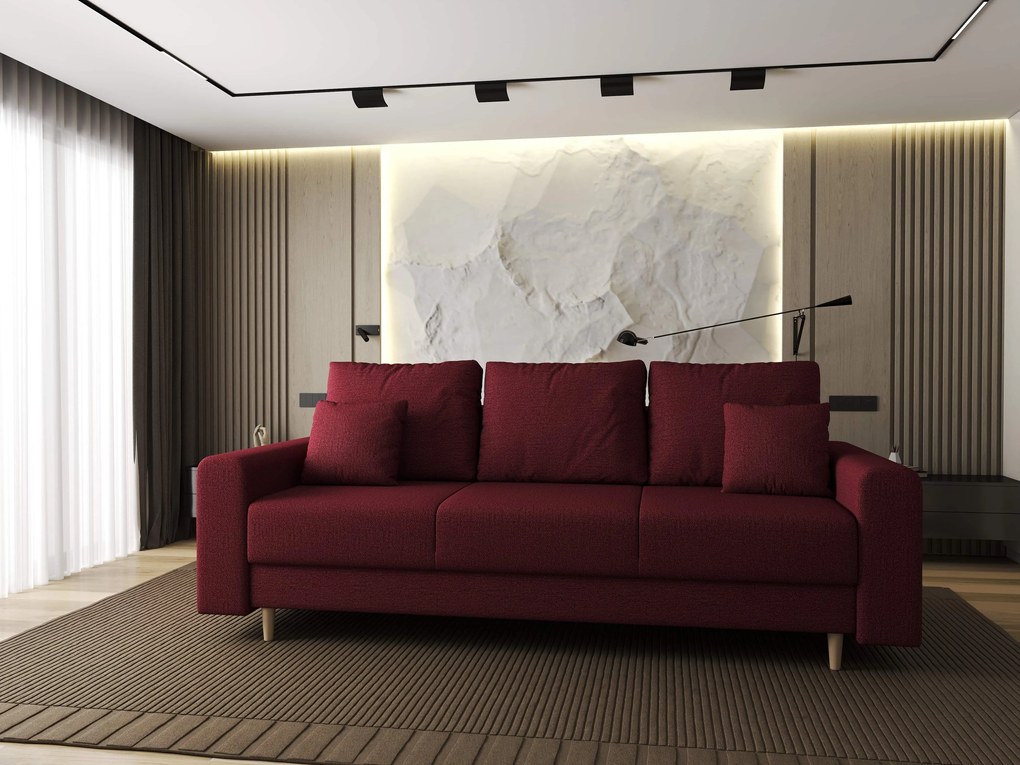 Canapea extensibilă dumonde cu ladă de depozitare si sezut confortabil din spuma high-density, Kronos Enjoy Rosu 210x100 cm