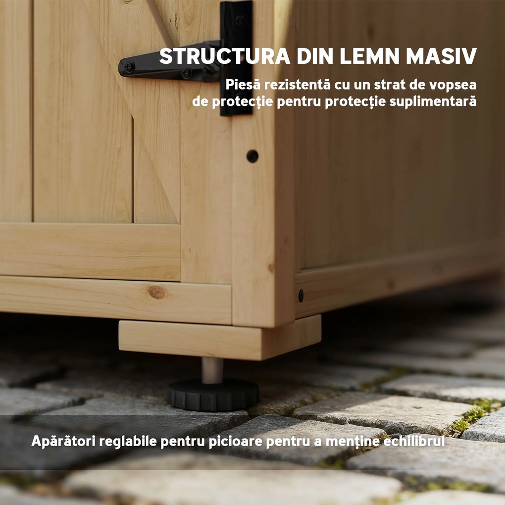 Outsunny Dulap de Depozitare din Lemn pentru Gradina | Aosom Romania