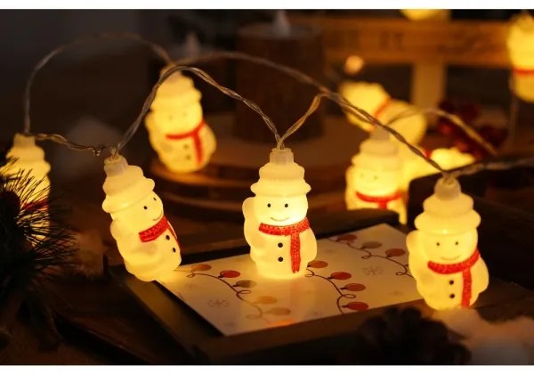 Instalație LED de Crăciun Retlux 20xLED/3xAA/alb cald 3,3m oameni de zăpadă