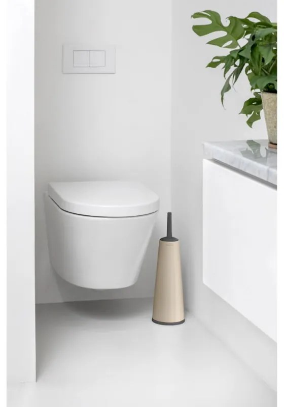 Perie pentru toaleta Brabantia ReNew 1006277, 42 cm, Design discret, Bej