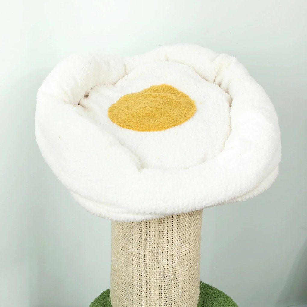 PawHut Ansamblu pentru Pisici, din Sisal și Pat în Formă de Floare Verde, 92cm | Aosom Romania