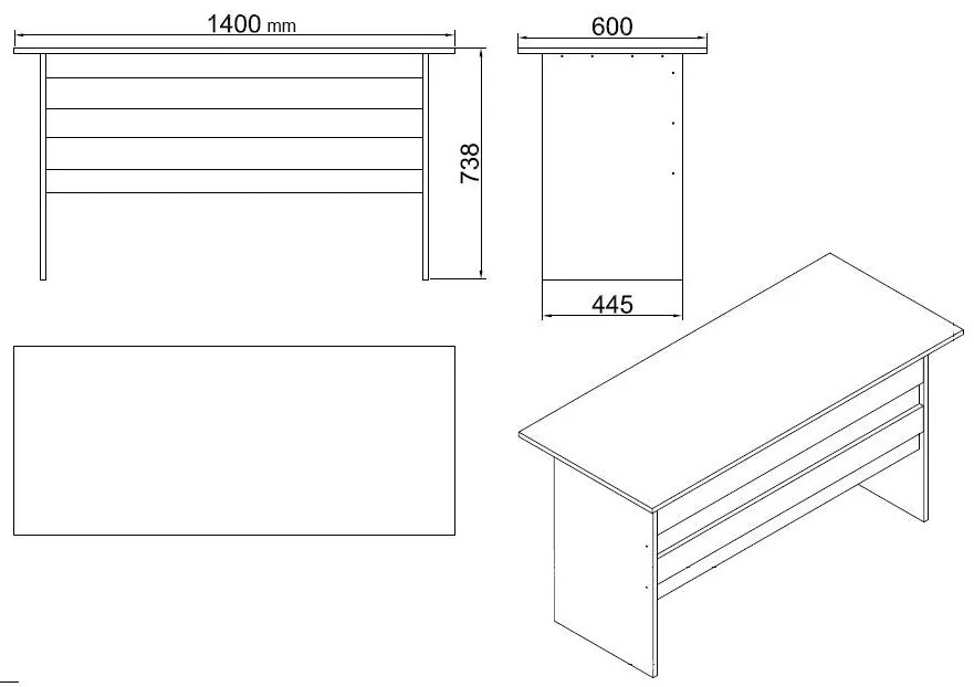 Set de mobilier de birou Linta, Nuc - Alb, 140 x 74 x 60 cm, 5 piese