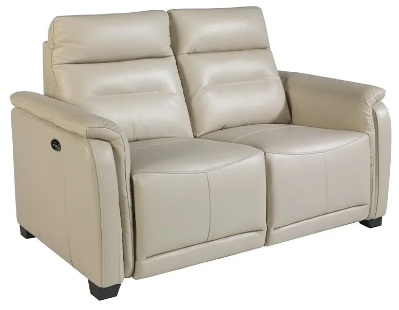 Canapea 2 locuri eleganta, design LUX cu functia relax Cowhide Taupe grey Leather