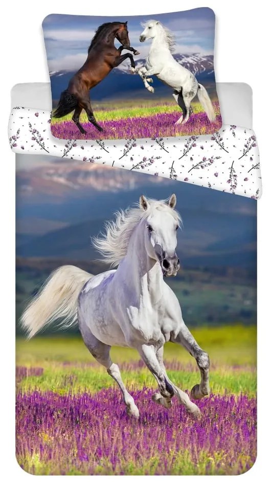 Lenjerie de pat pentru copii din bumbac pentru pat de o persoană 140x200 cm Horse "Meadow" – Jerry Fabrics