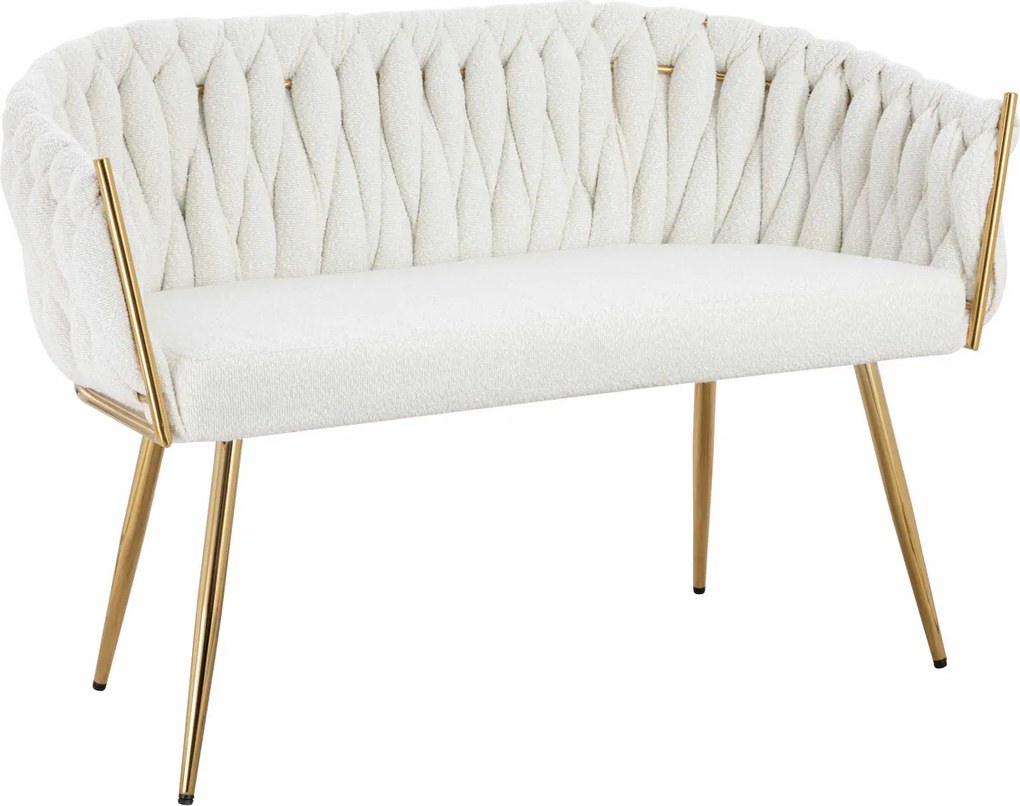 HR750 Crem Bouclé Canapea cu Picioare Aurii