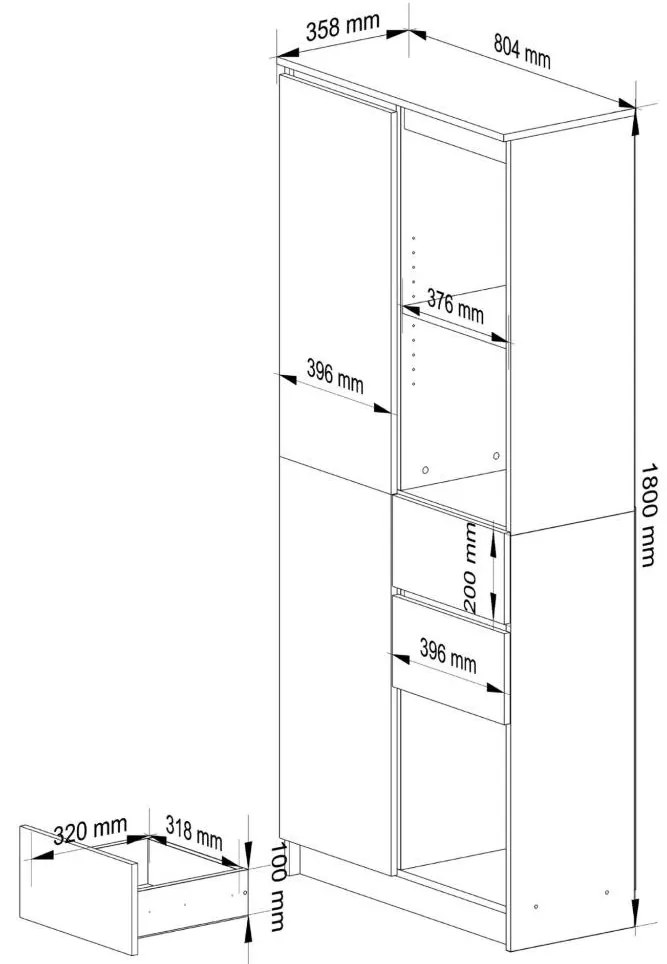 Raft Rizwan (Alb + Stejar sonoma). 1069798