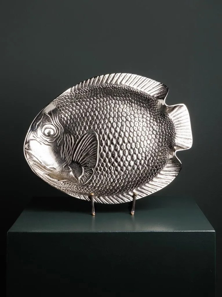Tava servire, argintie, din aluminiu, Fish