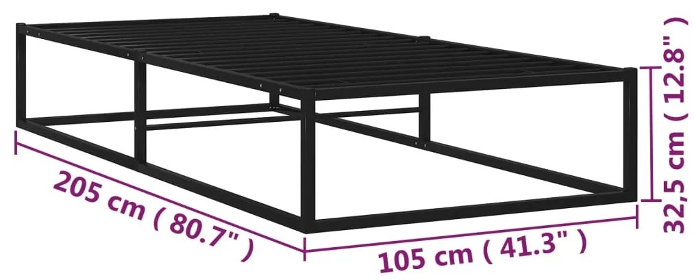 Cadru de pat, negru, 100 x 200 cm, metal 100 x 200 cm