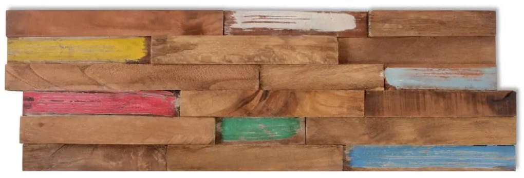 Panouri placare pereti, 10 buc., 1,03 m  , lemn masiv de tec 10, Multicolour