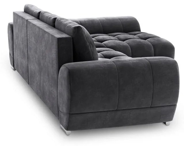 Colțar extensibil cu tapițerie de catifea și șezlong pe partea dreaptă Windsor & Co Sofas Nuage, gri închis