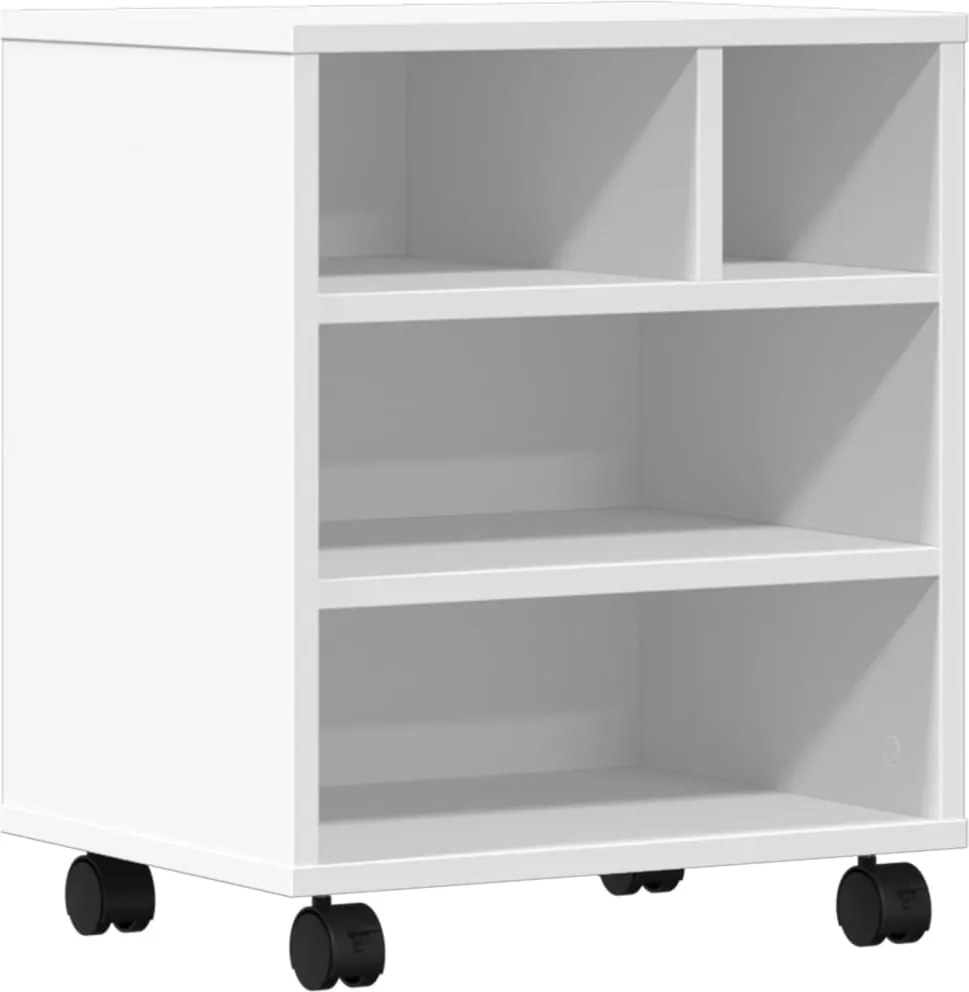 vidaXL Suport pentru imprimantă cu roți, alb, 41x32x48 cm