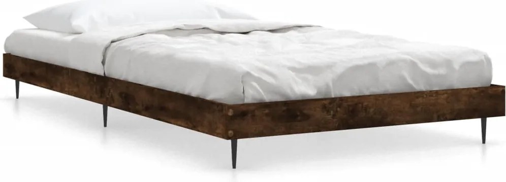 vidaXL Cadru pat fără saltea stejar fumuriu, 90x190 cm, lemn prelucrat