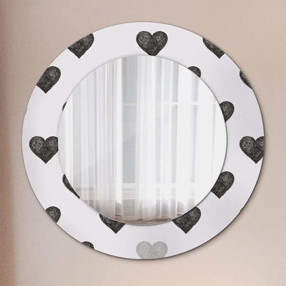Oglinda cu decor rotunda Inimi abstracte