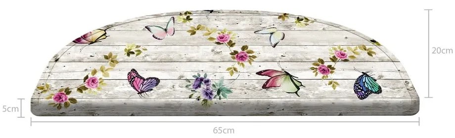 Set 16 covorașe pentru scări Vitaus Butterfly Life, 20 x 65 cm