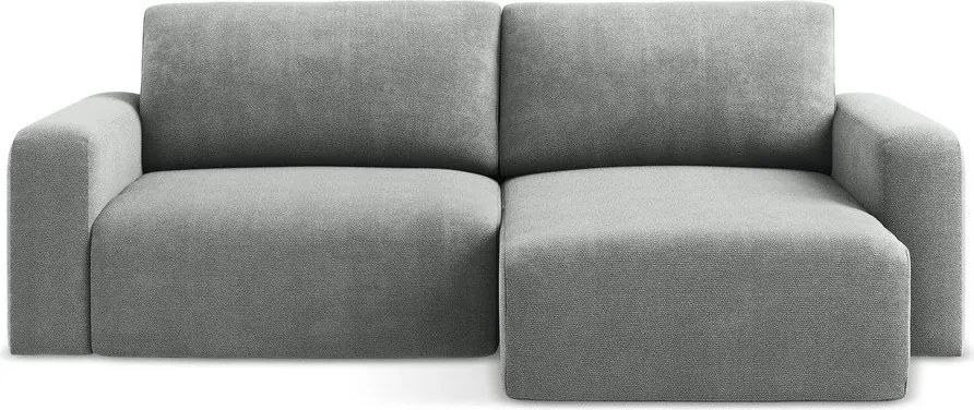 Colțar gri extensibil/cu spațiu de depozitare cu tapițerie din chenille (cu colț pe partea dreaptă/cu șezlong) Kona – Makamii