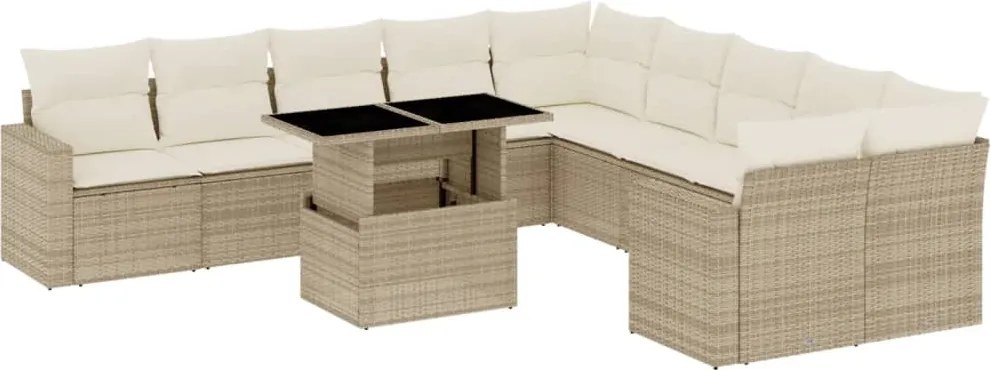 vidaXL Set canapele de grădină cu perne, 11 piese, bej, poliratan