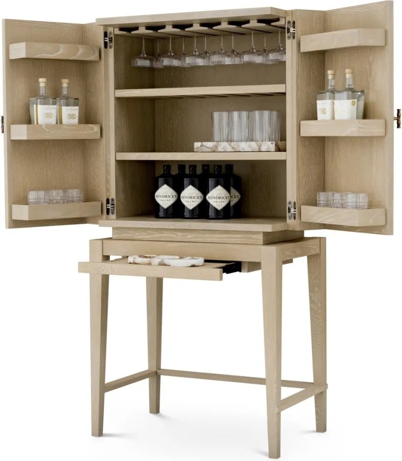 Dulap de Bar Design LUX, Lemn, Rattan, Borchard stejar albit