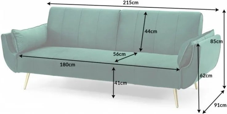 Canapea extensibila Divani II 215cm verde/ auriu