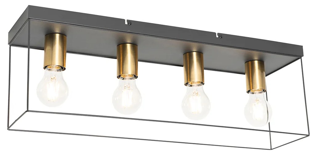 Plafoniera minimalistă neagră cu auriu cu 4 lumini - Kodi