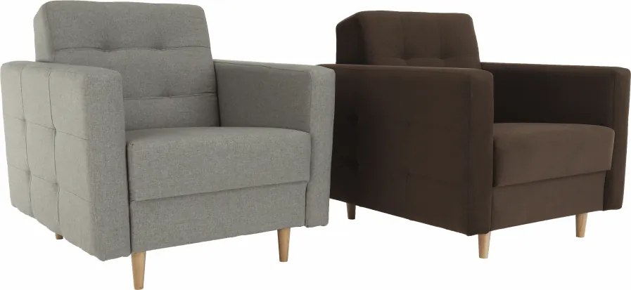 Fotoliu complet tapiţat, material textil gri, AMEDIA