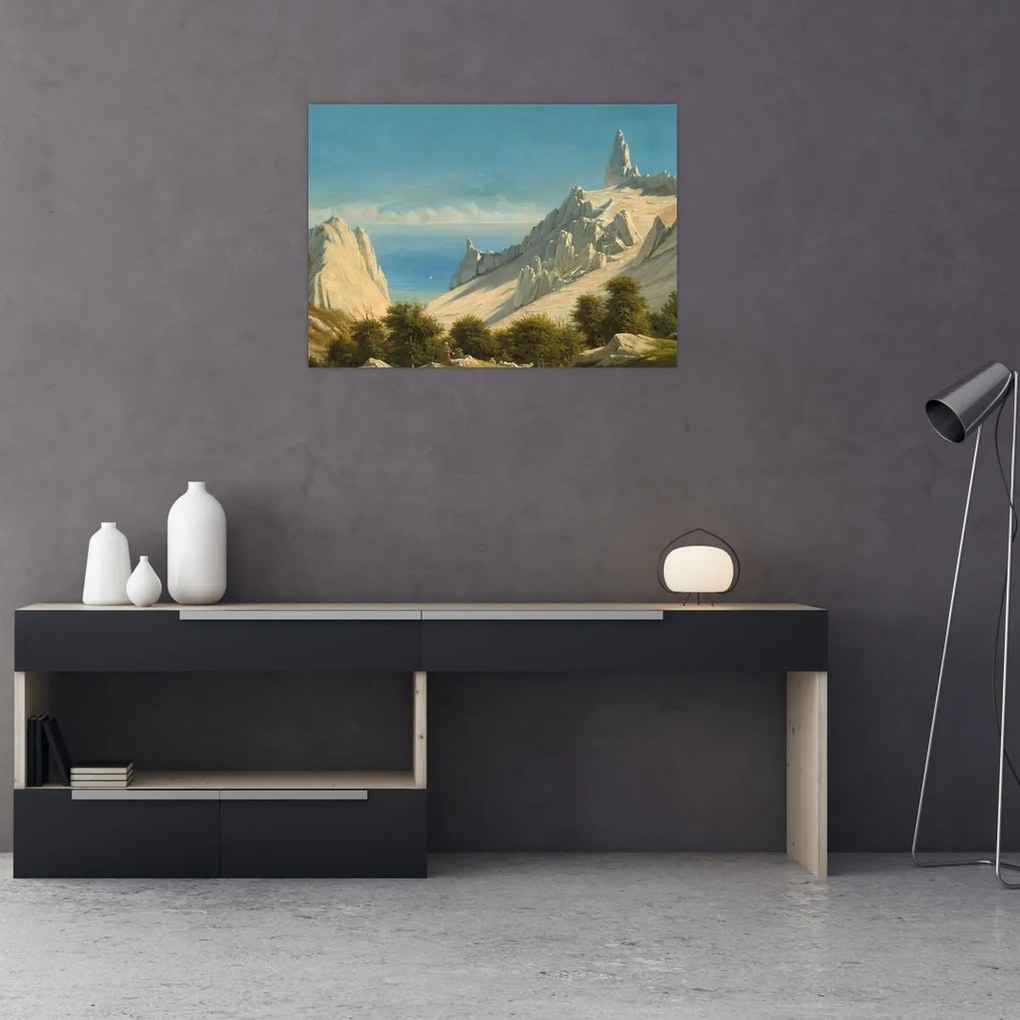 Tablou pe sticlă - Georg Emil Libert, View of Sommerspiret, the Cliffs of Møn, reproducere (70x50 cm)