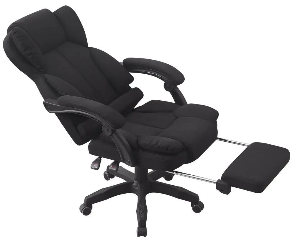 Scaun directorial, suport picioare, Material textil, Negru