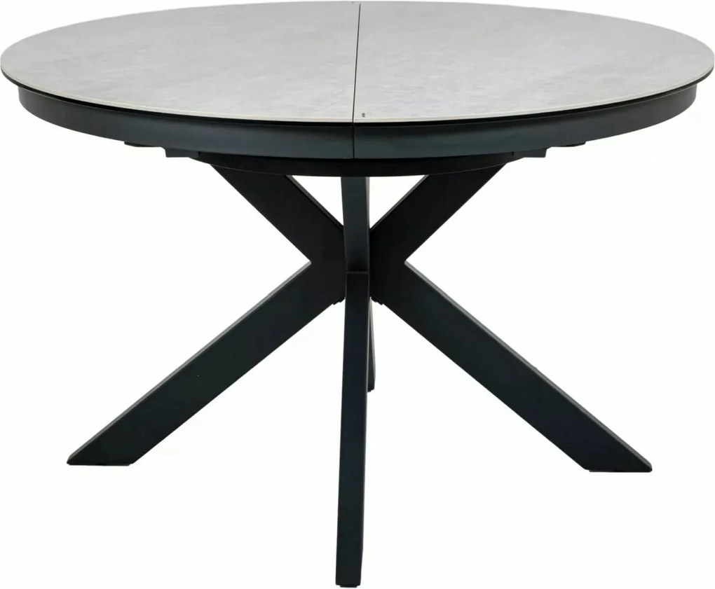Masa extensibila Porto Ceramic bej lucios/negru mat L120-160xl120 cm