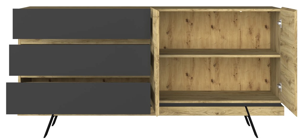 Comodă Stacee (Stejar navarra + negru). 1053246