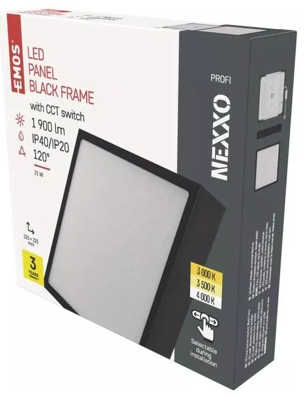Plafonieră negru-mat LED 22.5x22.5 cm Nexxo – EMOS