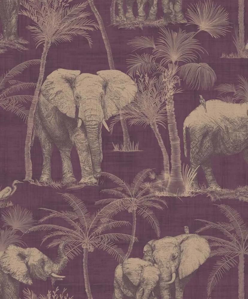 Arthouse Tapet - Elephant Grove Elephant Grove Aubergine