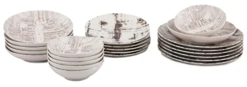 Serviciu de masă 24 de piese din porțelan, maro/alb