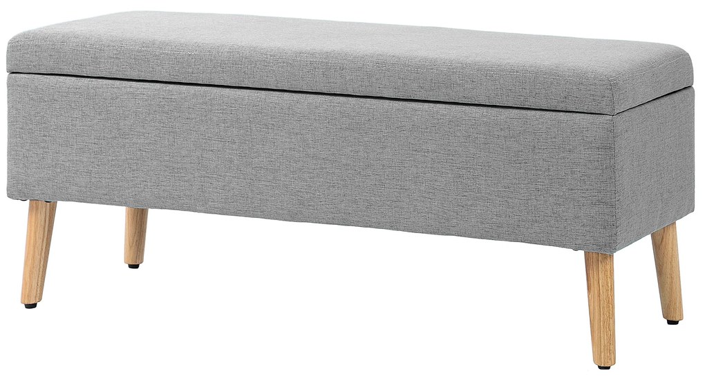 HOMCOM băncuță tapițată cu spațiu de depozitare, material textil tip in, picioare de lemn, capacitate 220 kg, 110x39x45 cm, gri | Aosom Romania