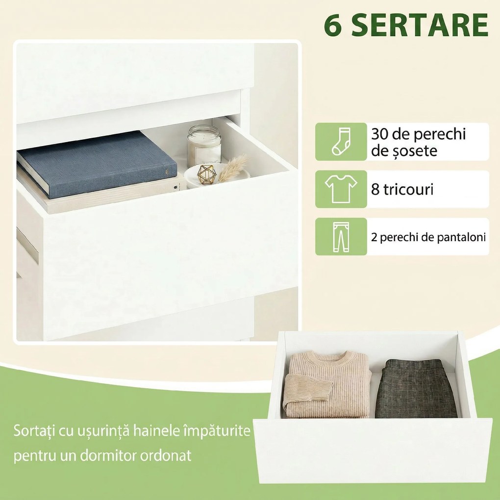 HOMCOM comoda îngustă cu sertare | Aosom Romania